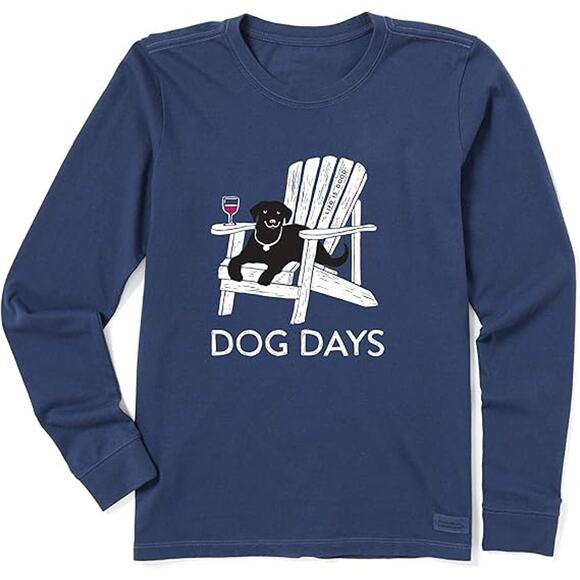 Life Is Good Tops - Life Is Good Crusher T-Shirt Grahic Print Crew Neck Cotton Blue Size Medium